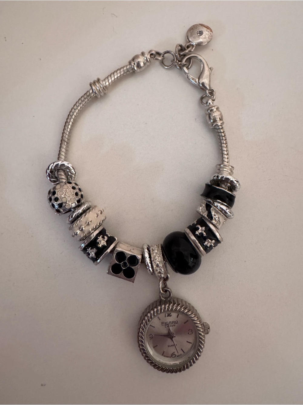 😍Silver and Black Charm Bracelet😍 WATCH - Women Accessories